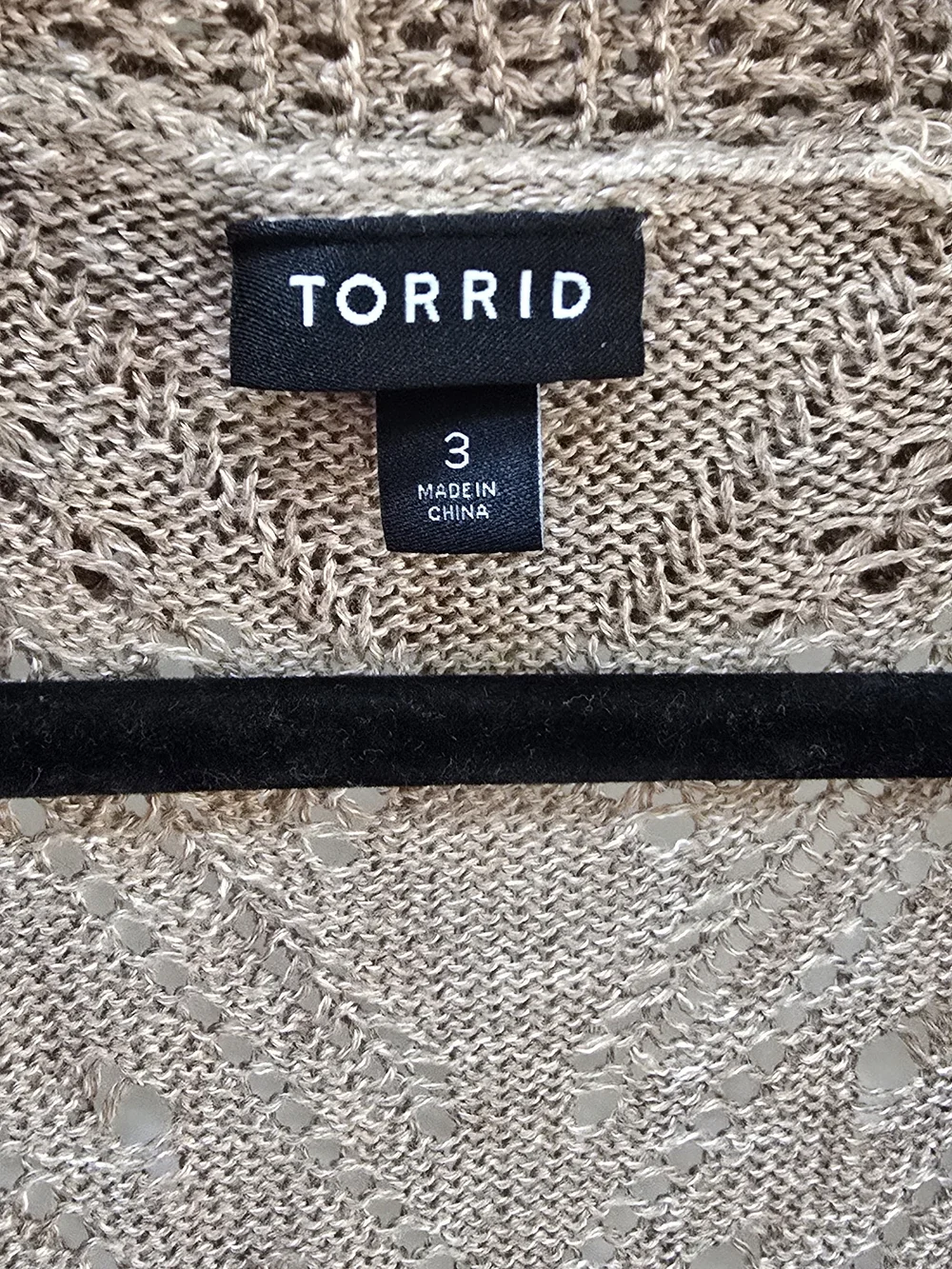 Torrid Open Front Pointelle Knit Cardigan Size 3 Beige Taupe Plus